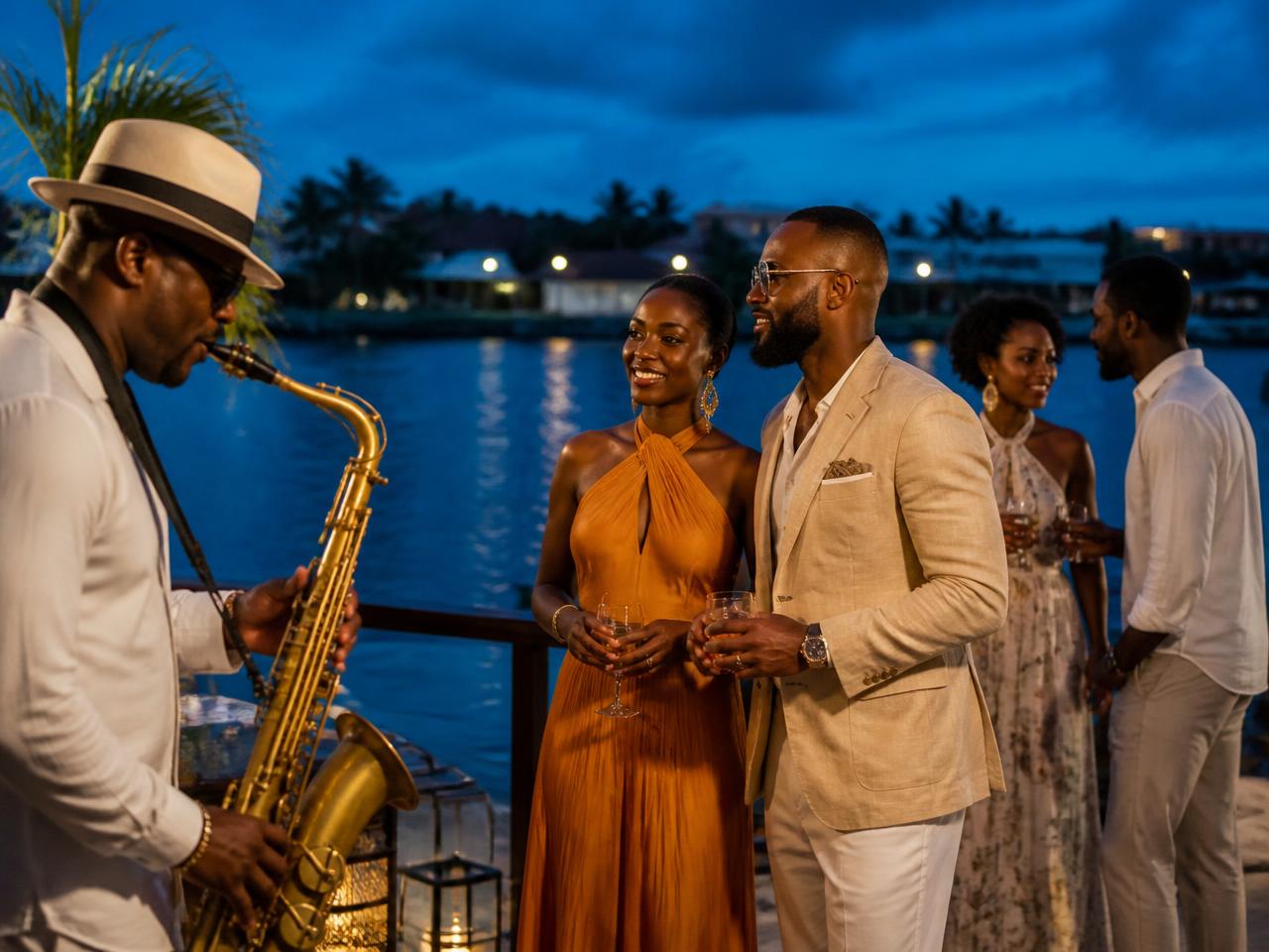 Friends enjoying a local Bahamian experience